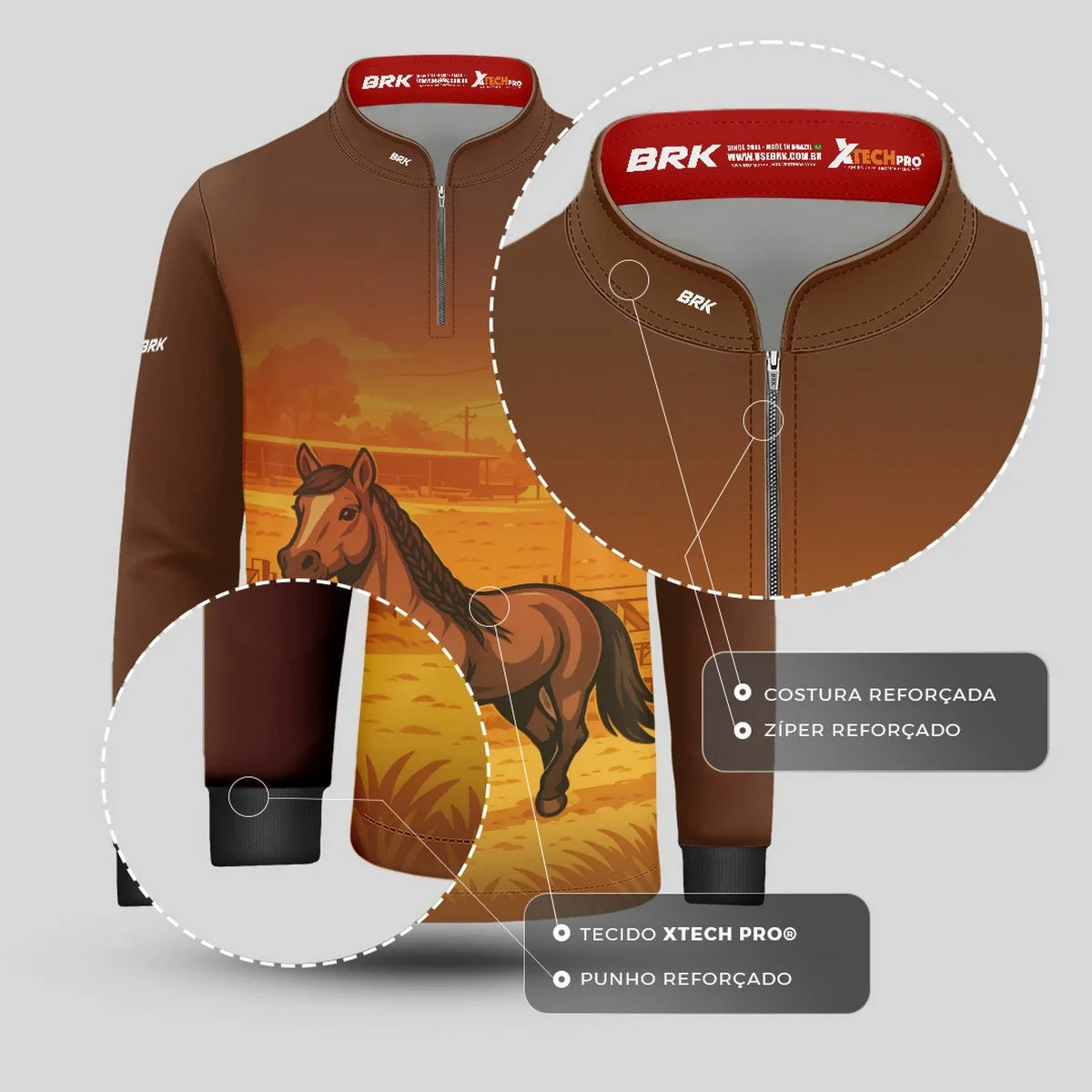 Camisa UV50 Agro Infantil Brk Mangalarga Marchador