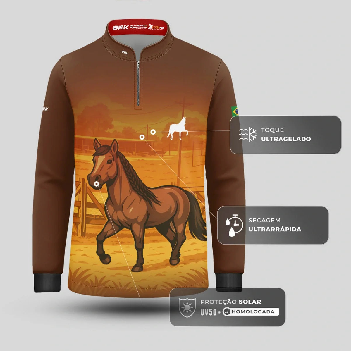 Camisa UV50 Agro Infantil Brk Mangalarga Marchador