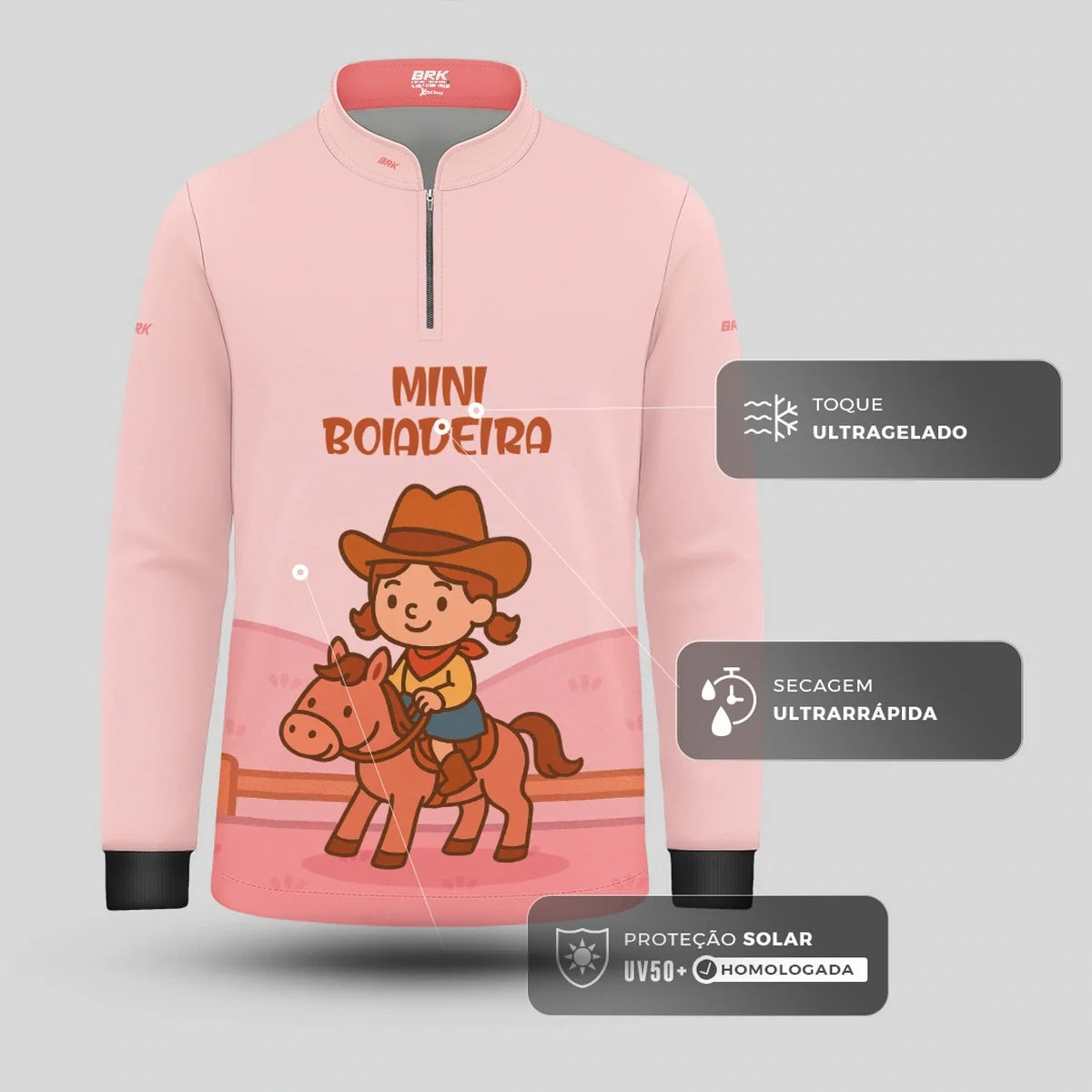 Camisa UV50 Agro Infantil Brk Mini Boiadeira