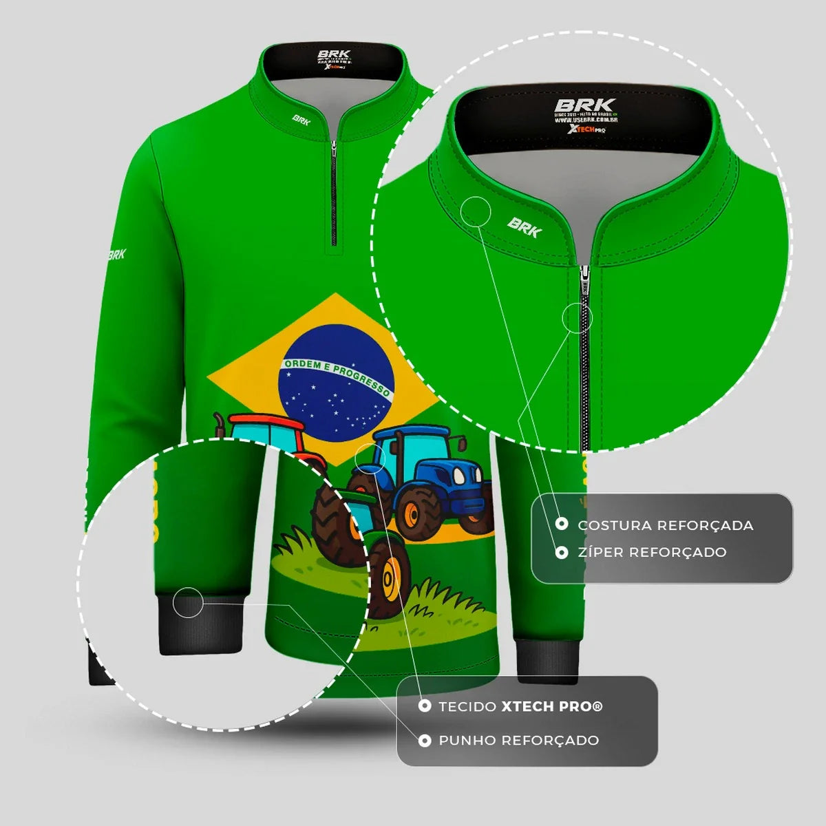 Camisa UV50 Agro Infantil Brk Tratores Brasil