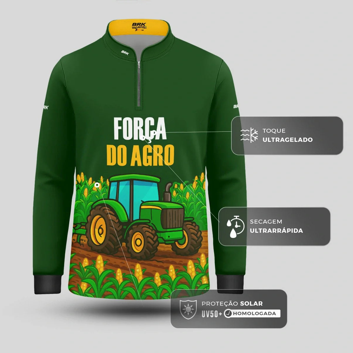 Camisa UV50 Agro Infantil Brk Força do Agro Milho