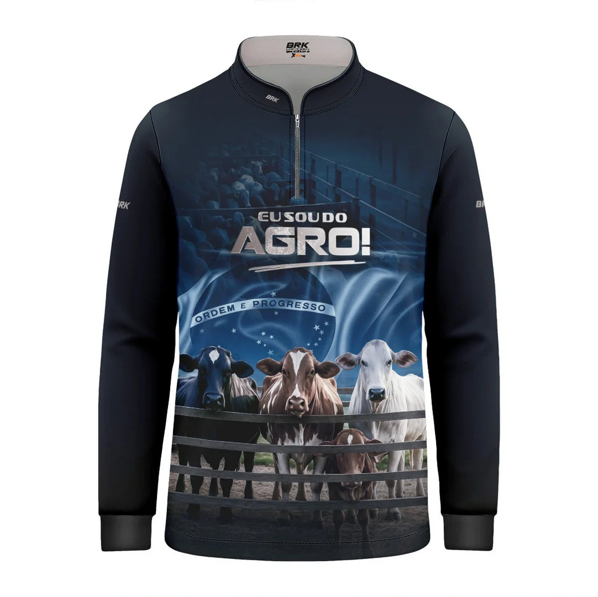 Camisa UV50 Agro Infantil Brk Eu Sou do Agro Azul Pecuária Brasil