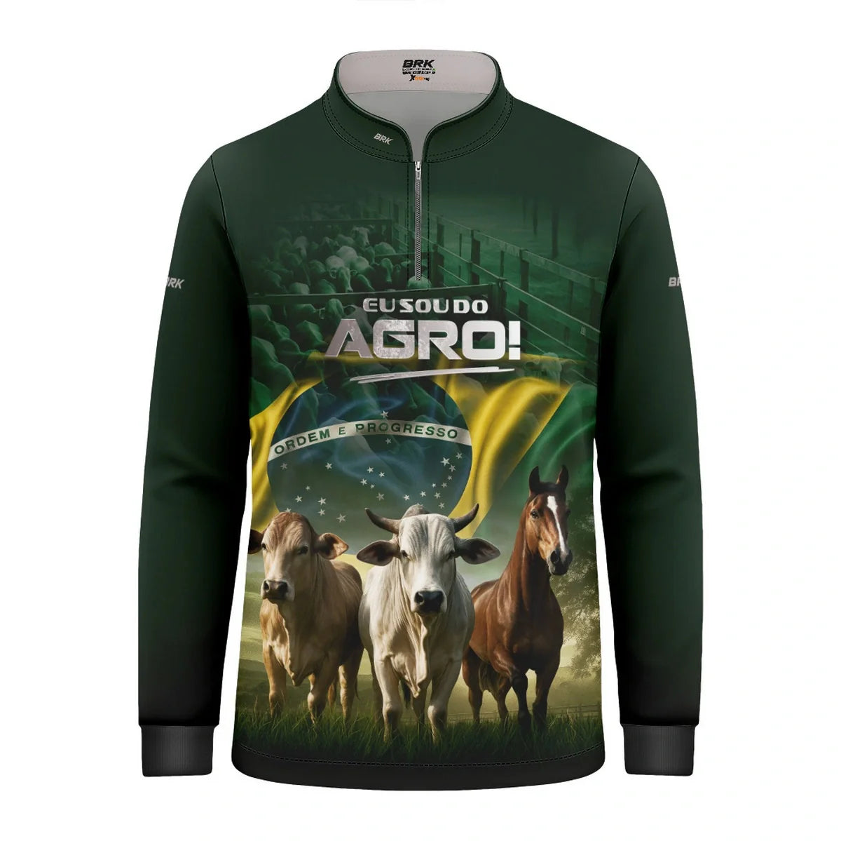 Camisa UV50 Agro Infantil Brk Eu Sou do Agro Verde Pecuária Brasil
