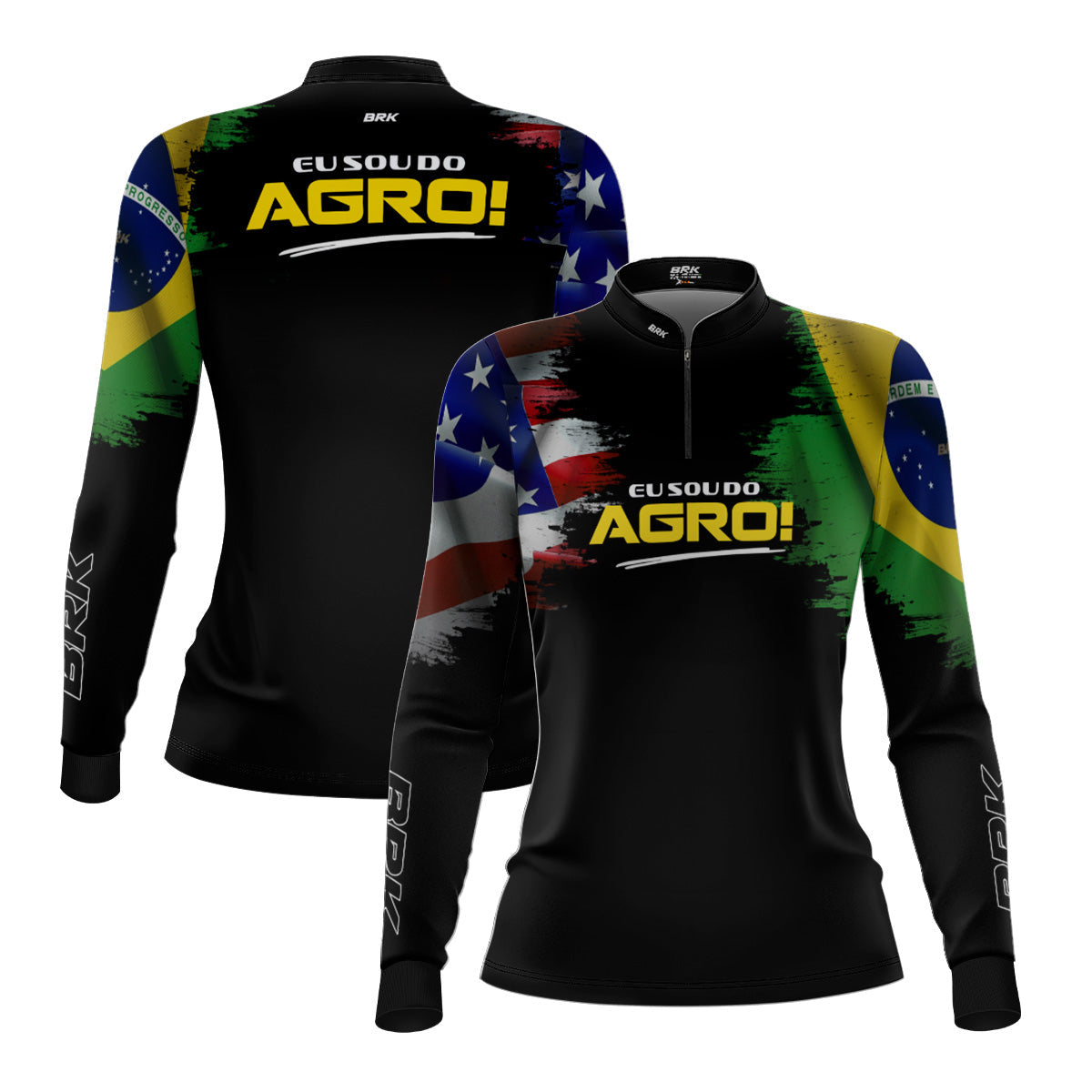 Camisa Agro Feminina Brk Eu Sou Do Agro Bandeiras com Proteção Solar UV50+