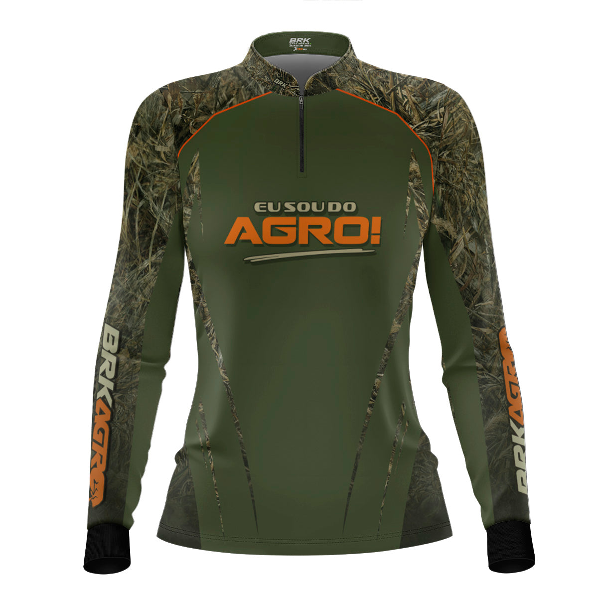 Camisa Agro Feminina Brk Eu Sou Do Agro Real Tree com Proteção Solar UV50+