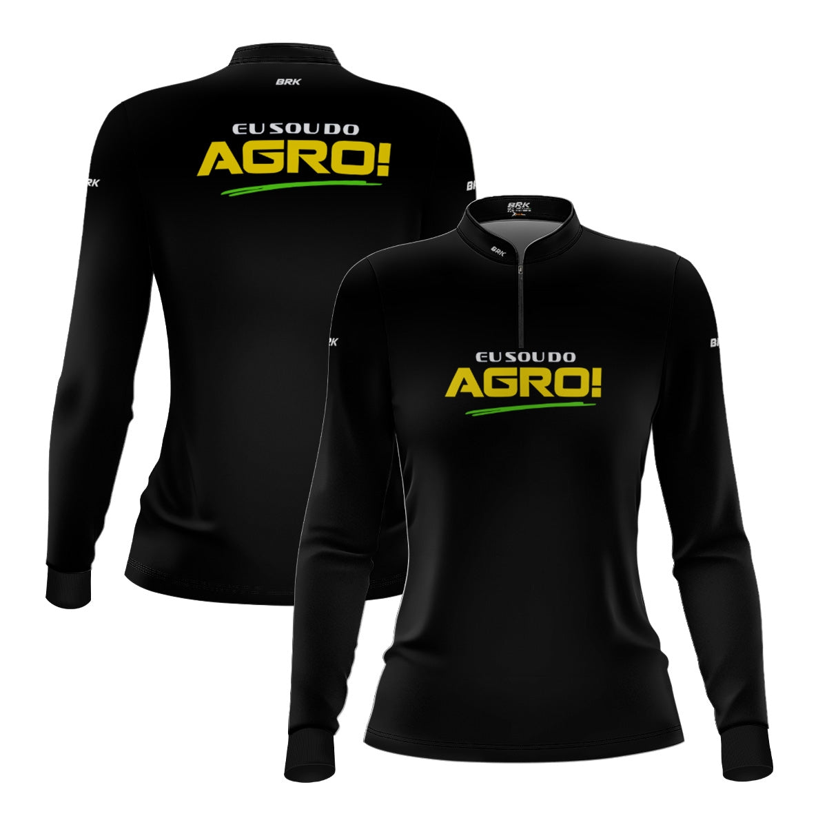 Camisa UV50 Agro Feminina Brk Eu Sou do Agro Preta Básica