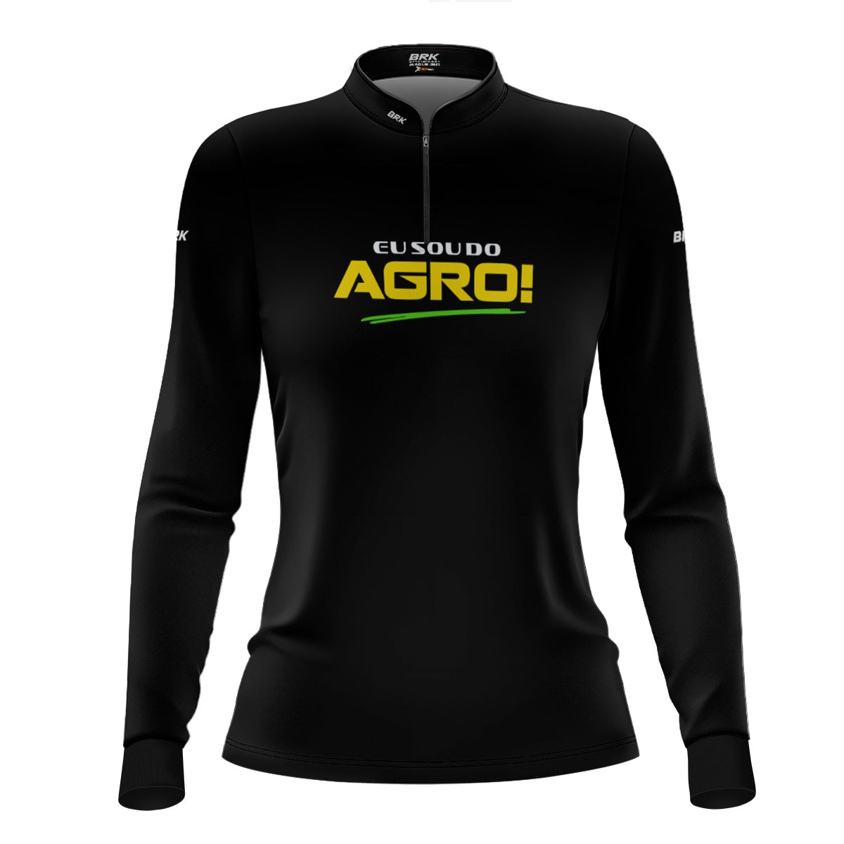 Camisa UV50 Agro Feminina Brk Eu Sou do Agro Preta Básica