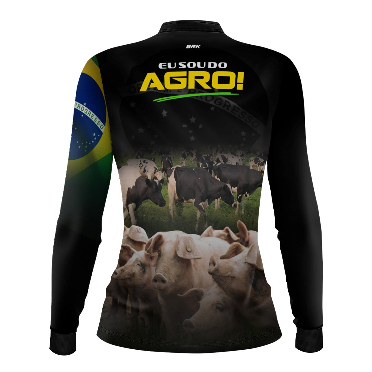 Camisa Agro Feminina Brk Eu Sou do Agro Preta Pecuária com Proteção UV50