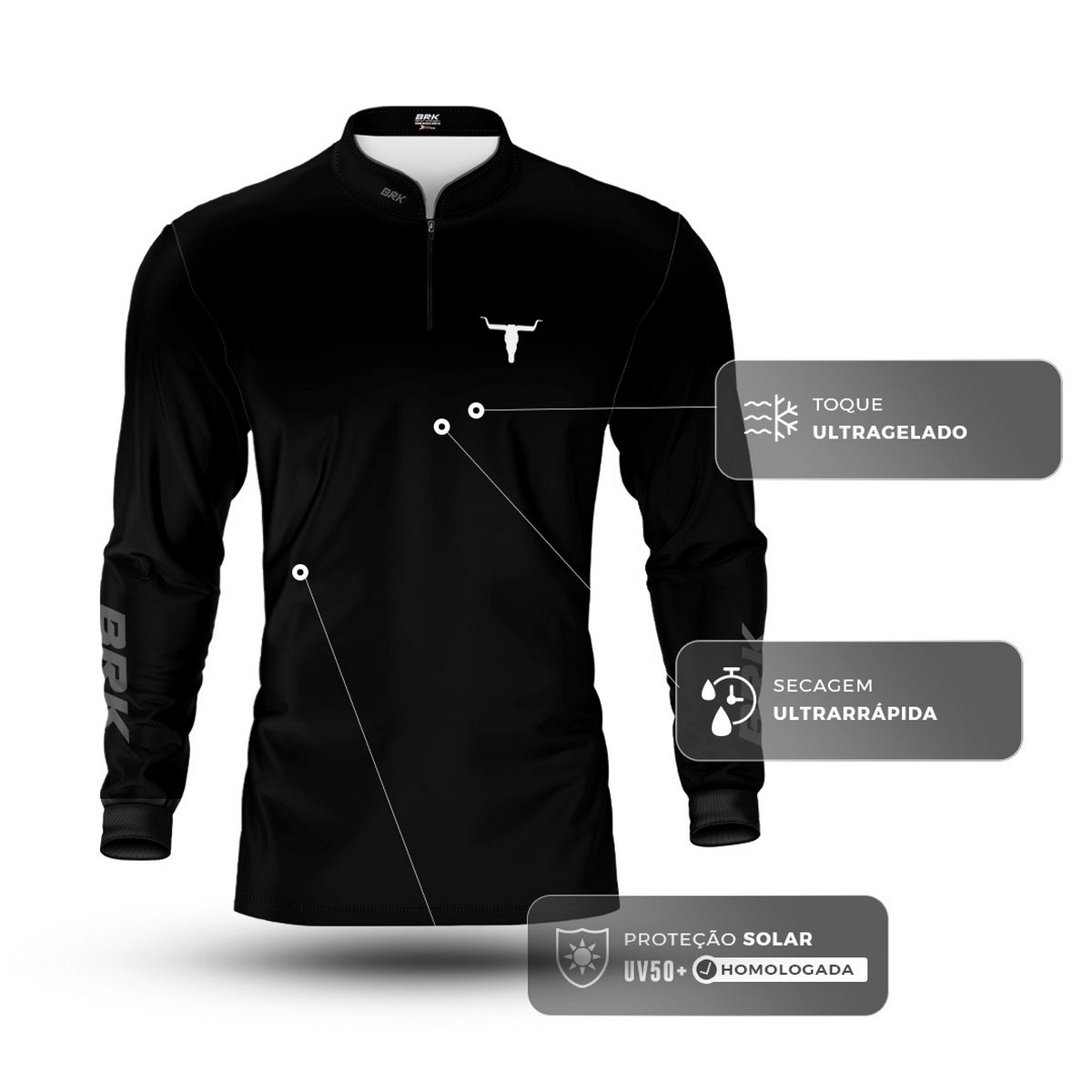 Camisa Agro Brk Long Horn Black com Proteção UV50