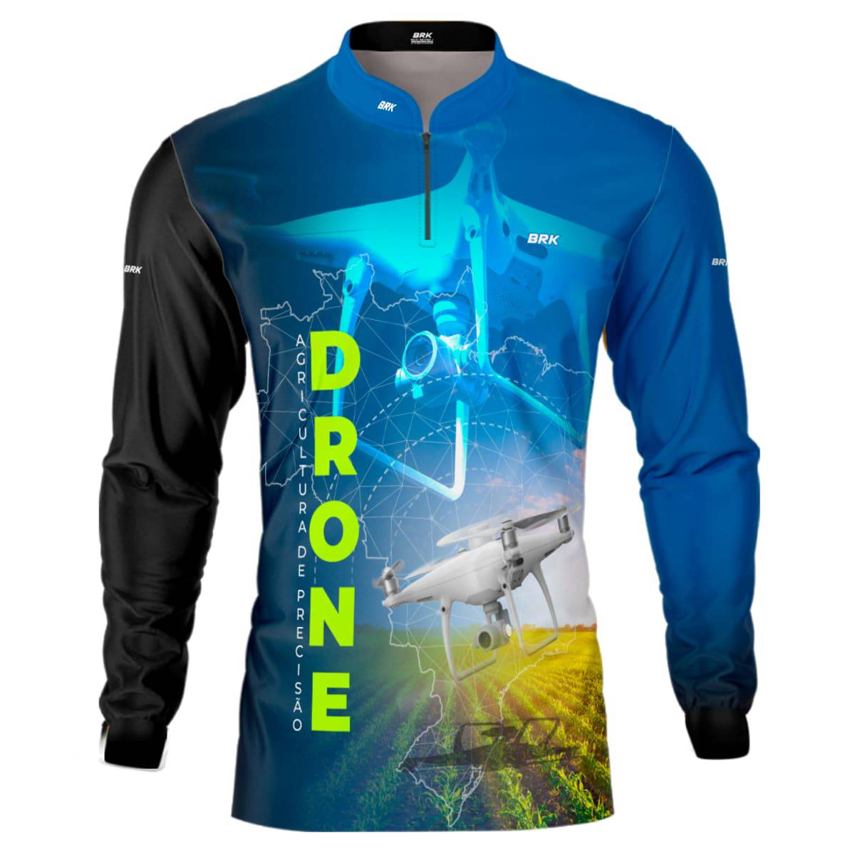 Camisa Agro Brk Azul Drone Agricultura de Precisão com Proteção Solar UV50+