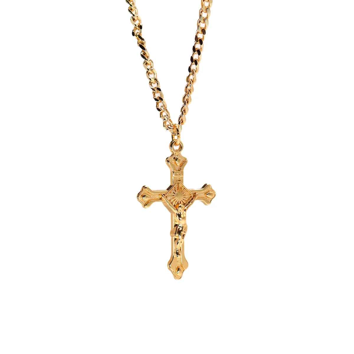 Corrente Pingente Brk Cruz Dourada Trevolada