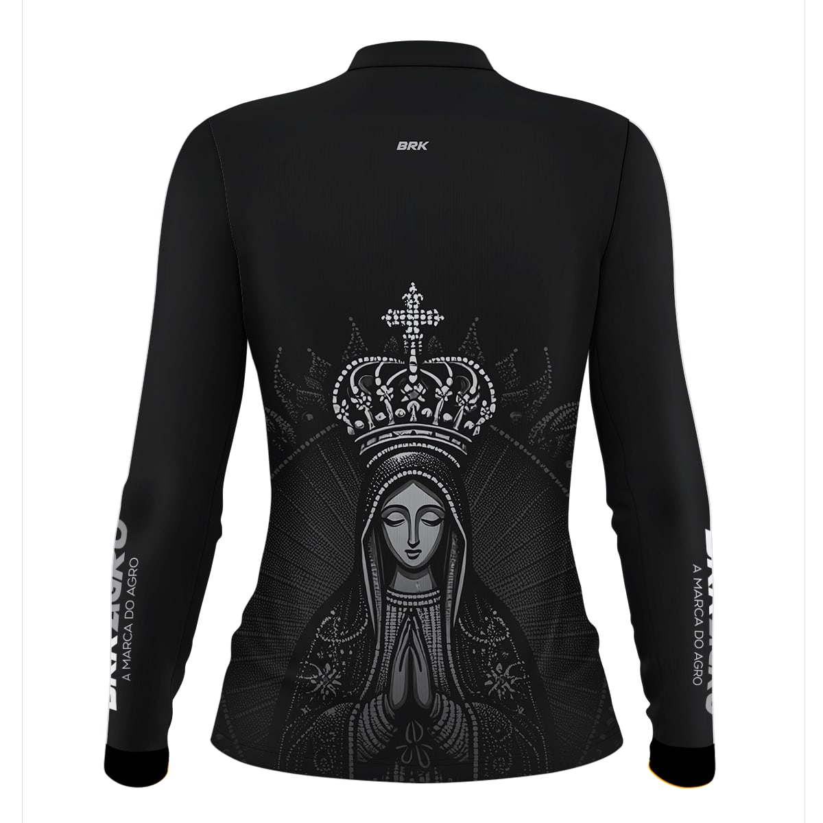 Camisa Agro Feminina Brk Preta Nossa Senhora com Proteção Solar UV50+