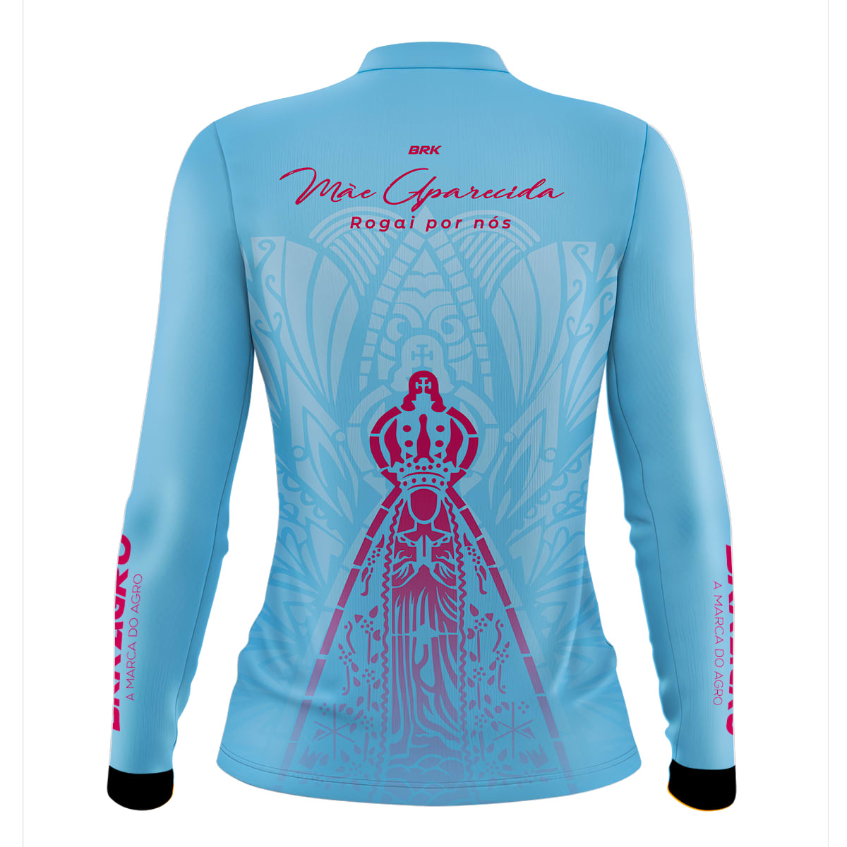 Camisa Agro Feminina Brk Mãe Aparecida Azul Clara com Proteção Solar UV50+