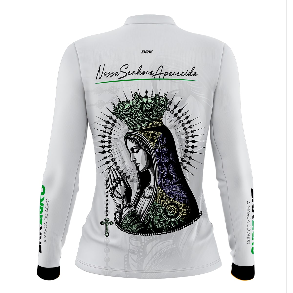 Camisa Agro Feminina Brk Branca Padroeira com Proteção Solar UV50+