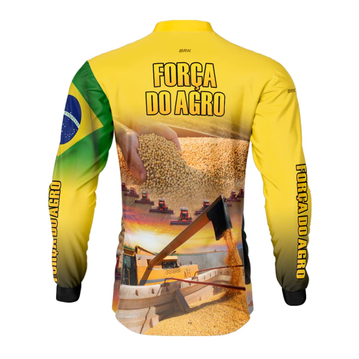 Camisa Agro Brk Produtor de Soja Amarela com Proteção Solar UV50+