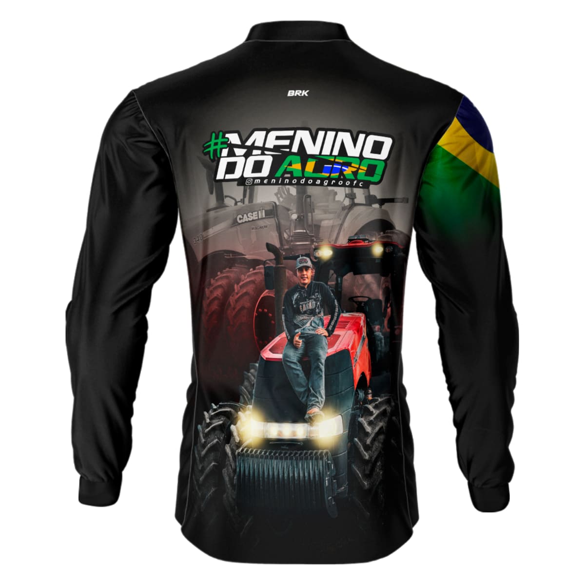 Camisa Agro Brk Menino do Agro Trator Vermelho com Proteção Solar UV50+