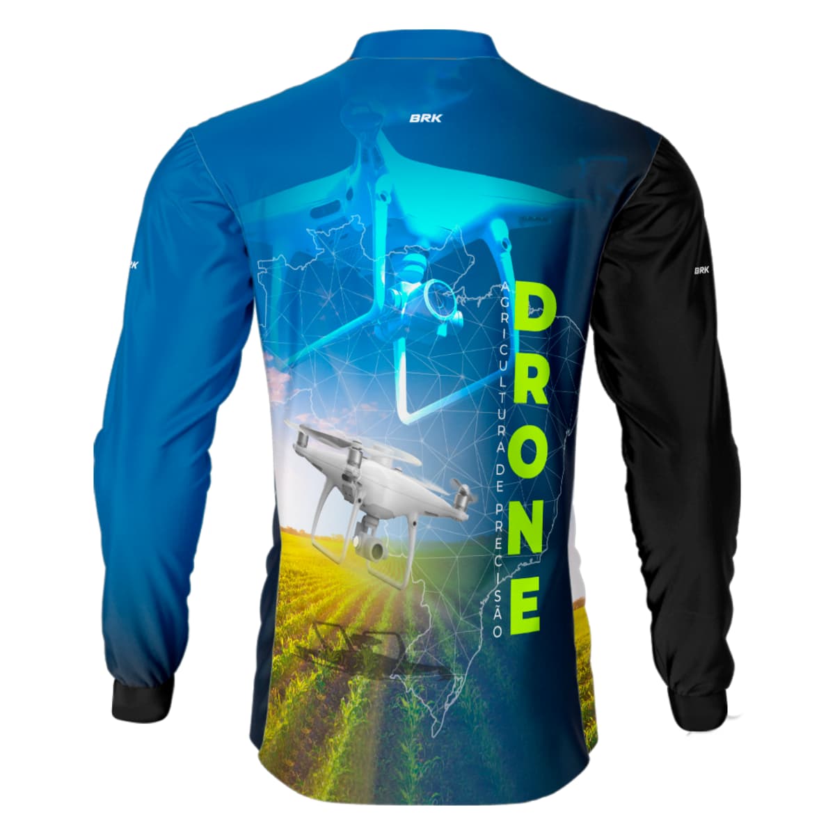 Camisa Agro Brk Azul Drone Agricultura de Precisão com Proteção Solar UV50+
