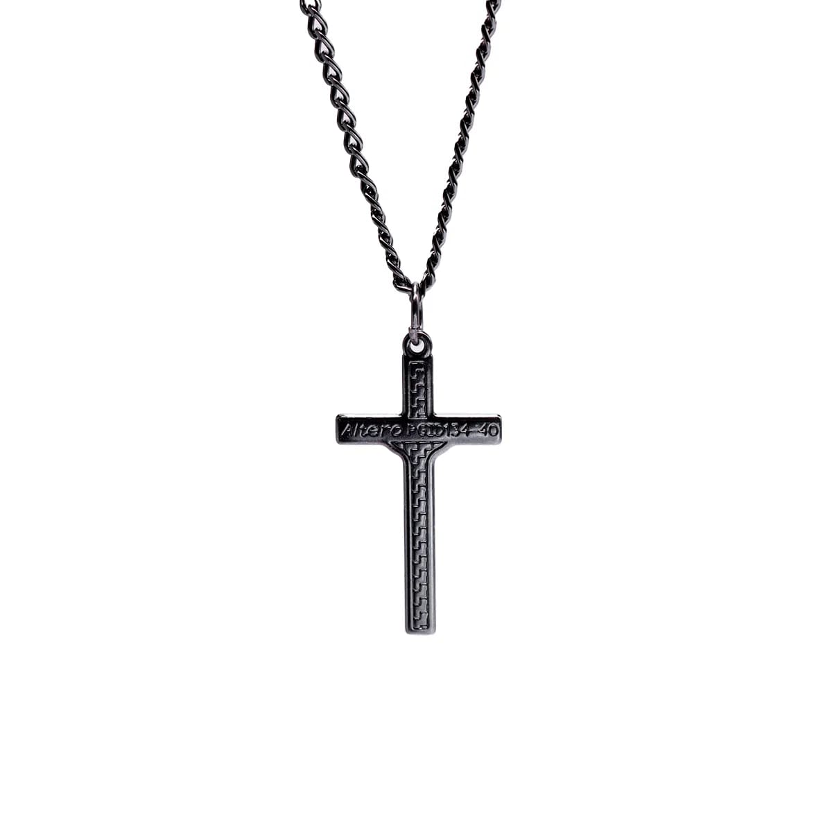 Corrente Pingente Brk Cruz Quadrada Grafite