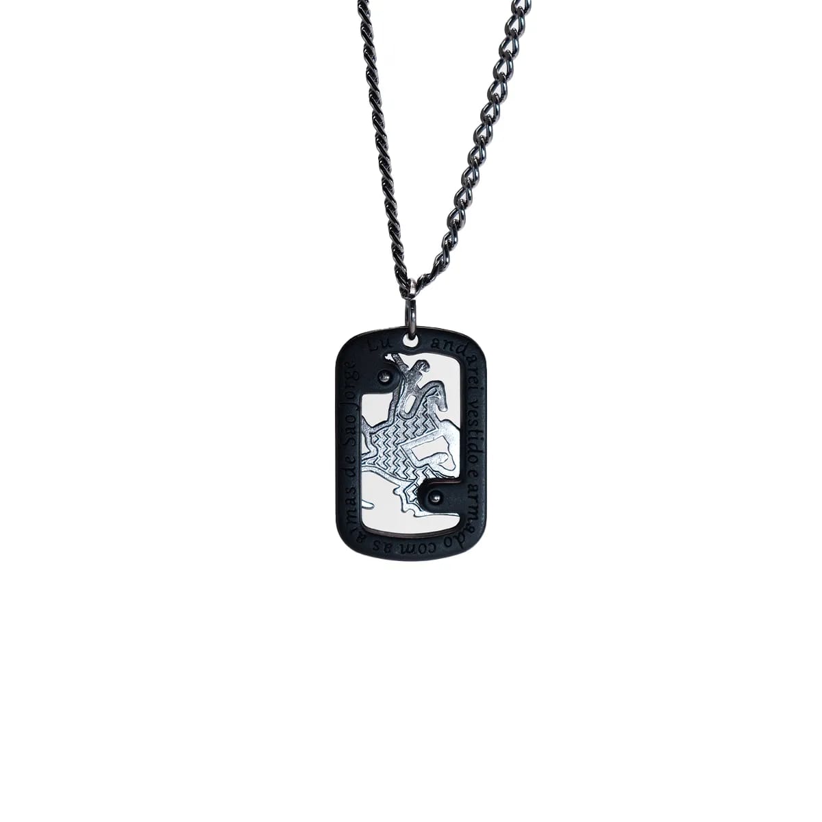 Corrente Pingente Brk Sao Jorge Grafite com Preto