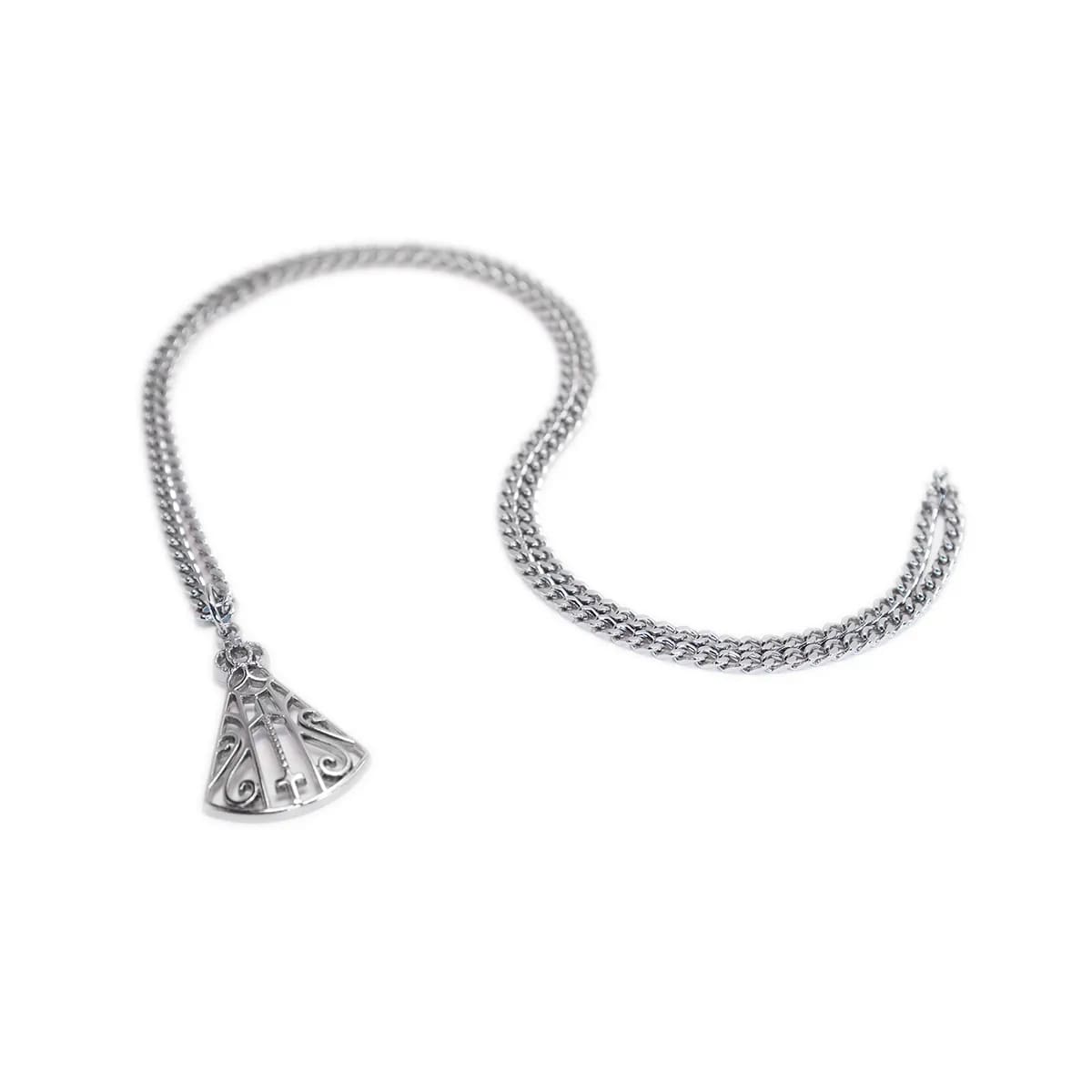 Corrente Pingente Brk Nossa Senhora Aparecida Vazada Niquel