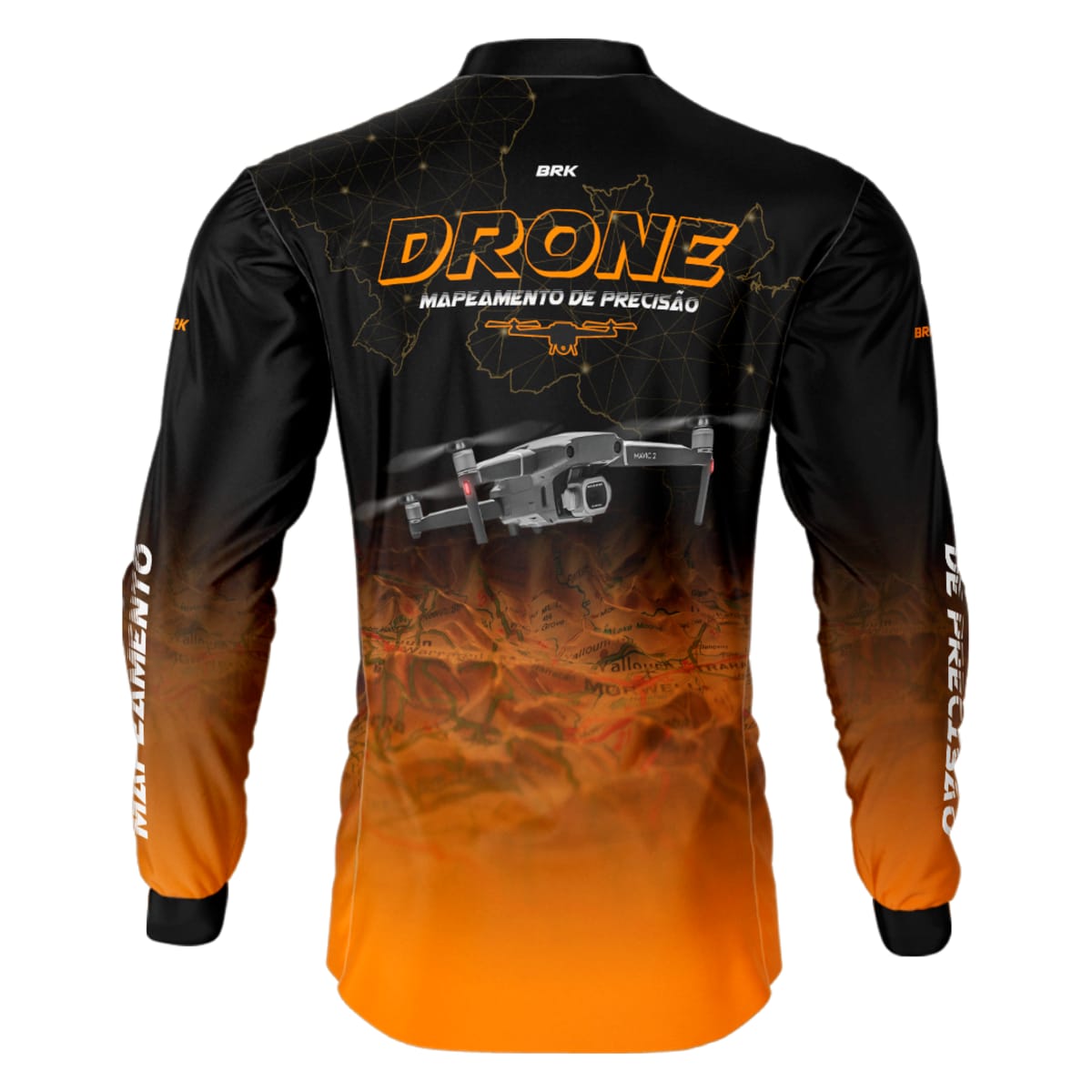 Camisa Agro Brk Drone Mapeamento DJI Laranja com Proteção Solar UV50+