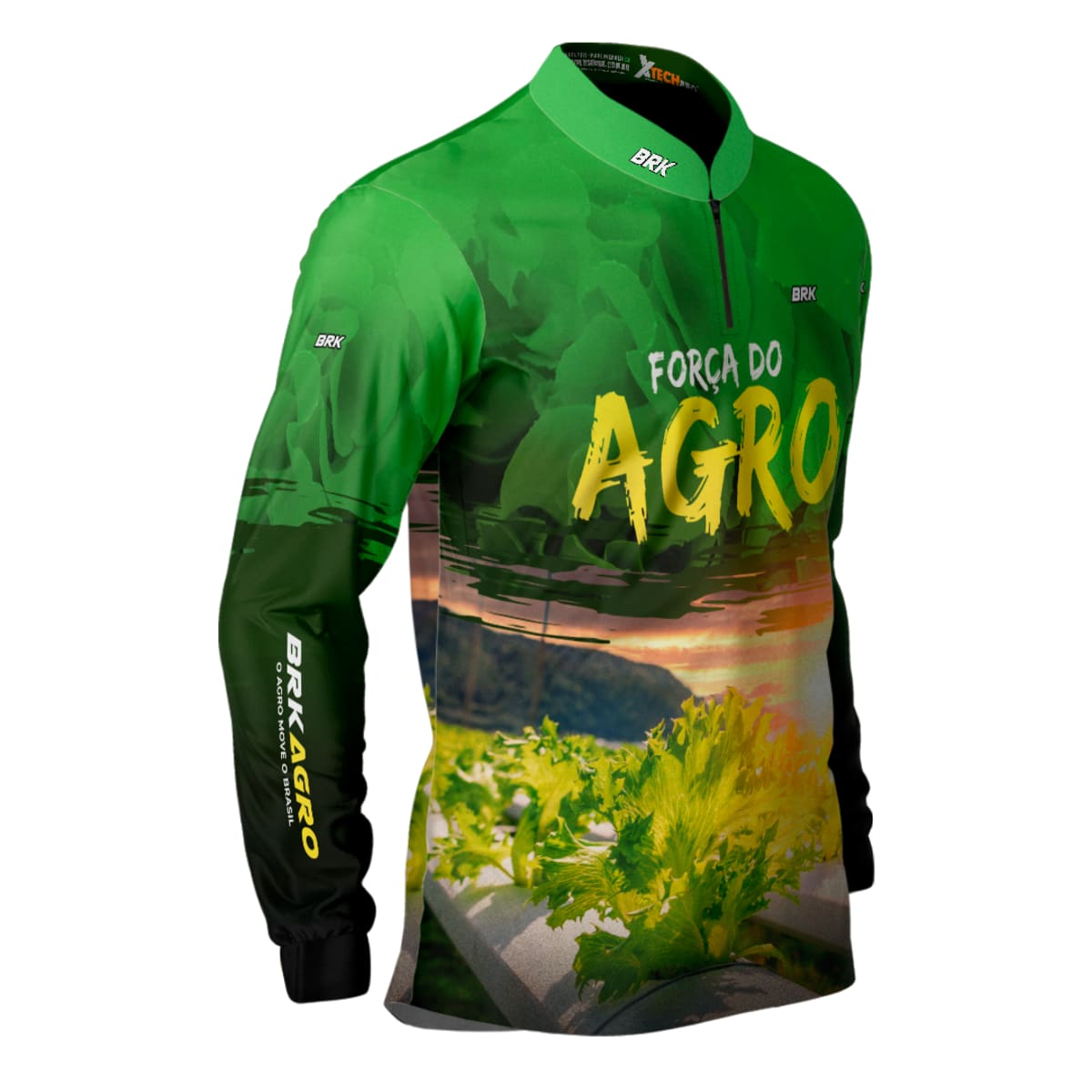 Camisa Agro Brk Força do Agro Hidroponia Alface com Proteção Solar UV50+