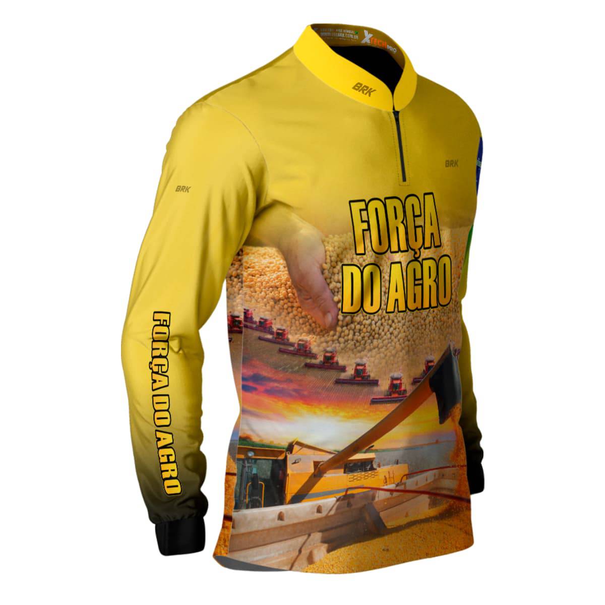 Camisa Agro Brk Produtor de Soja Amarela com Proteção Solar UV50+