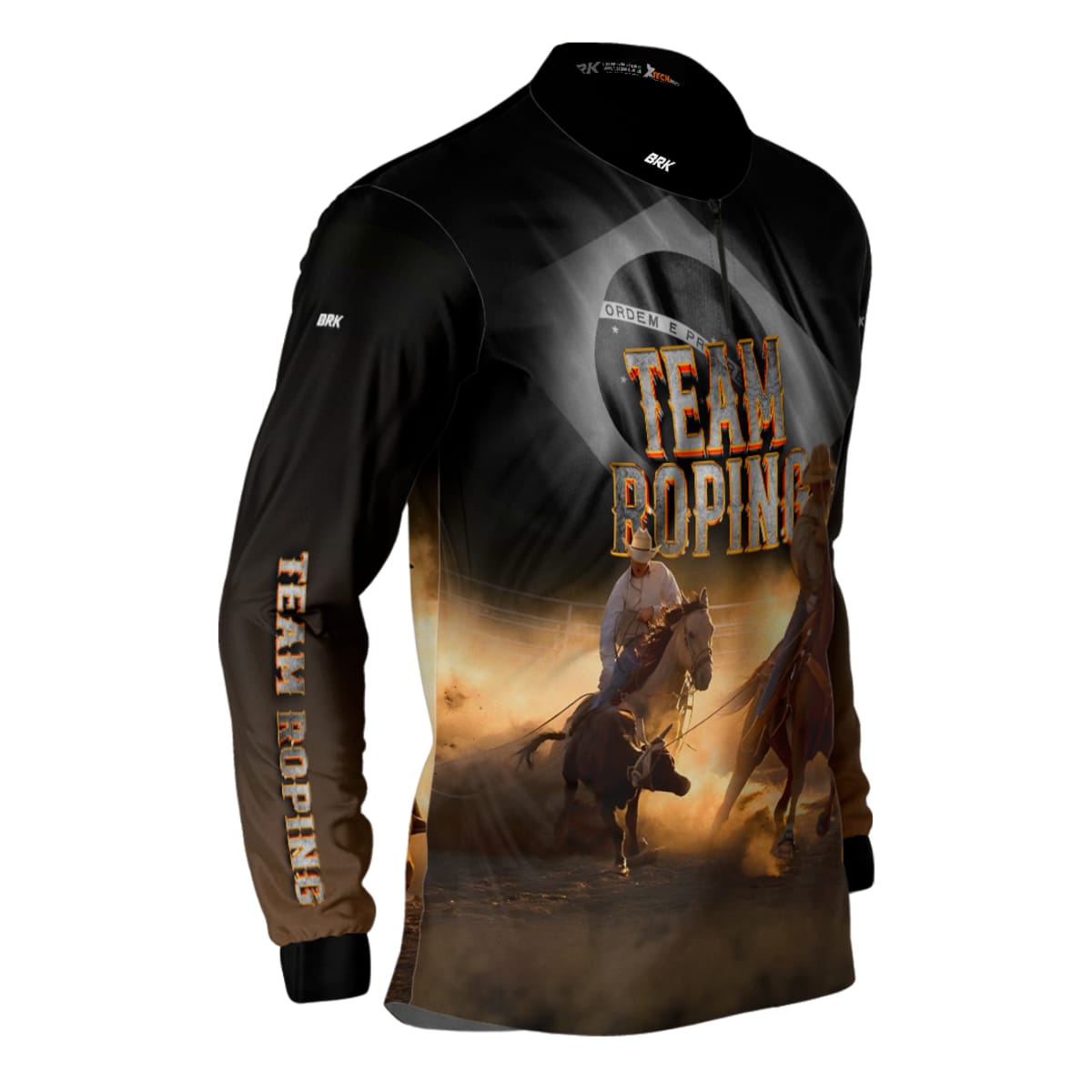 Camisa Agro Brk Team Roping Preto com Proteção Solar UV50+