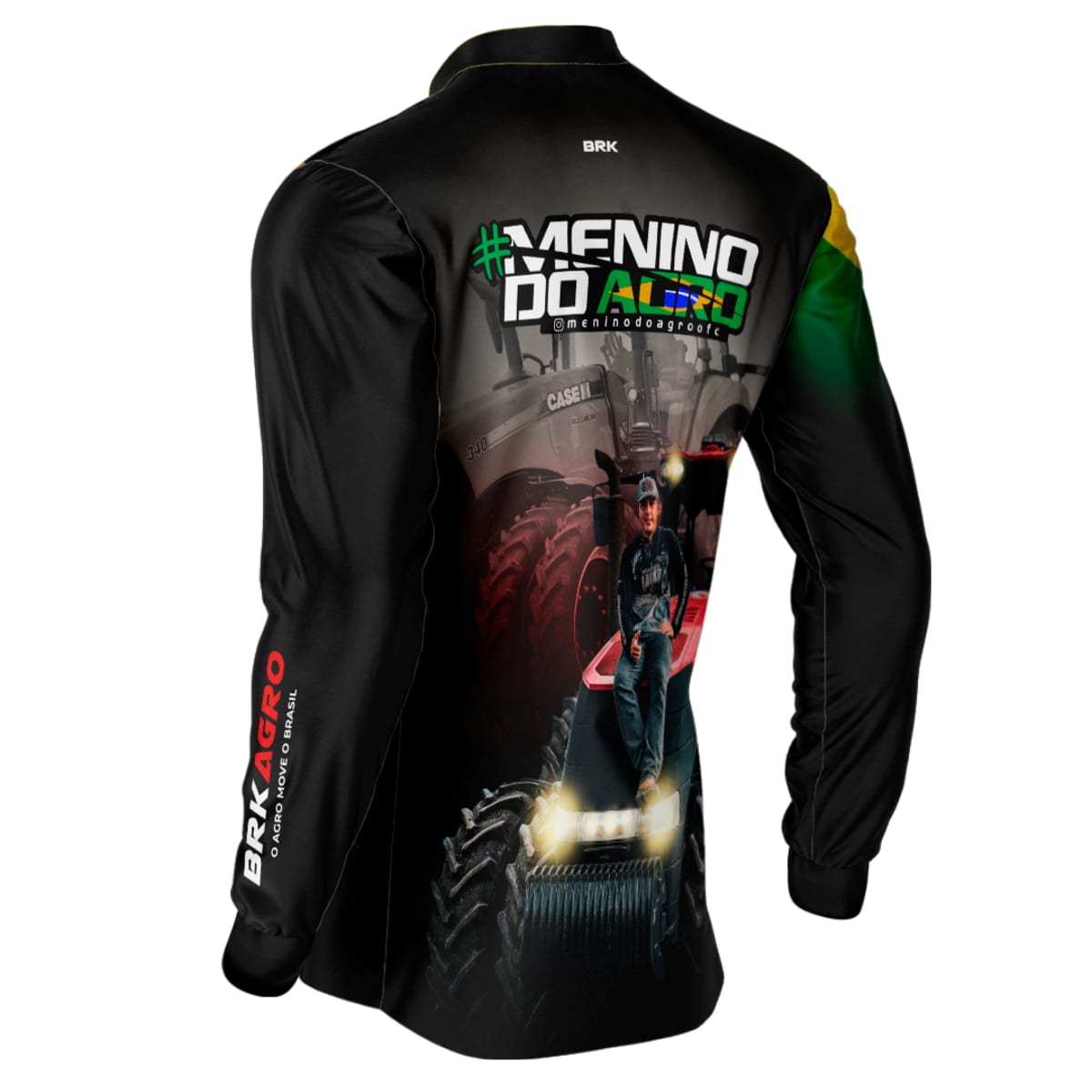 Camisa Agro Brk Menino do Agro Trator Vermelho com Proteção Solar UV50+