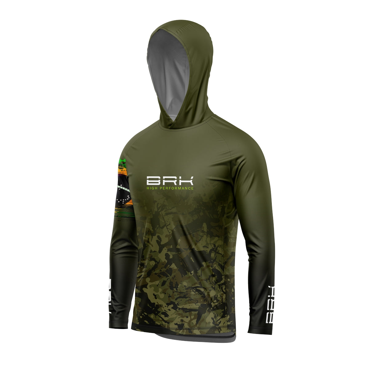 Camisa com Capuz Brk Camuflado Verde Brasil com Proteção UV50+