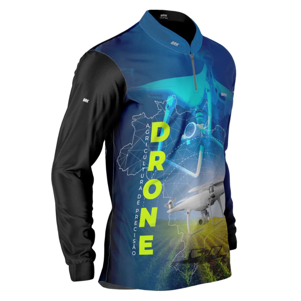 Camisa Agro Brk Azul Drone Agricultura de Precisão com Proteção Solar UV50+