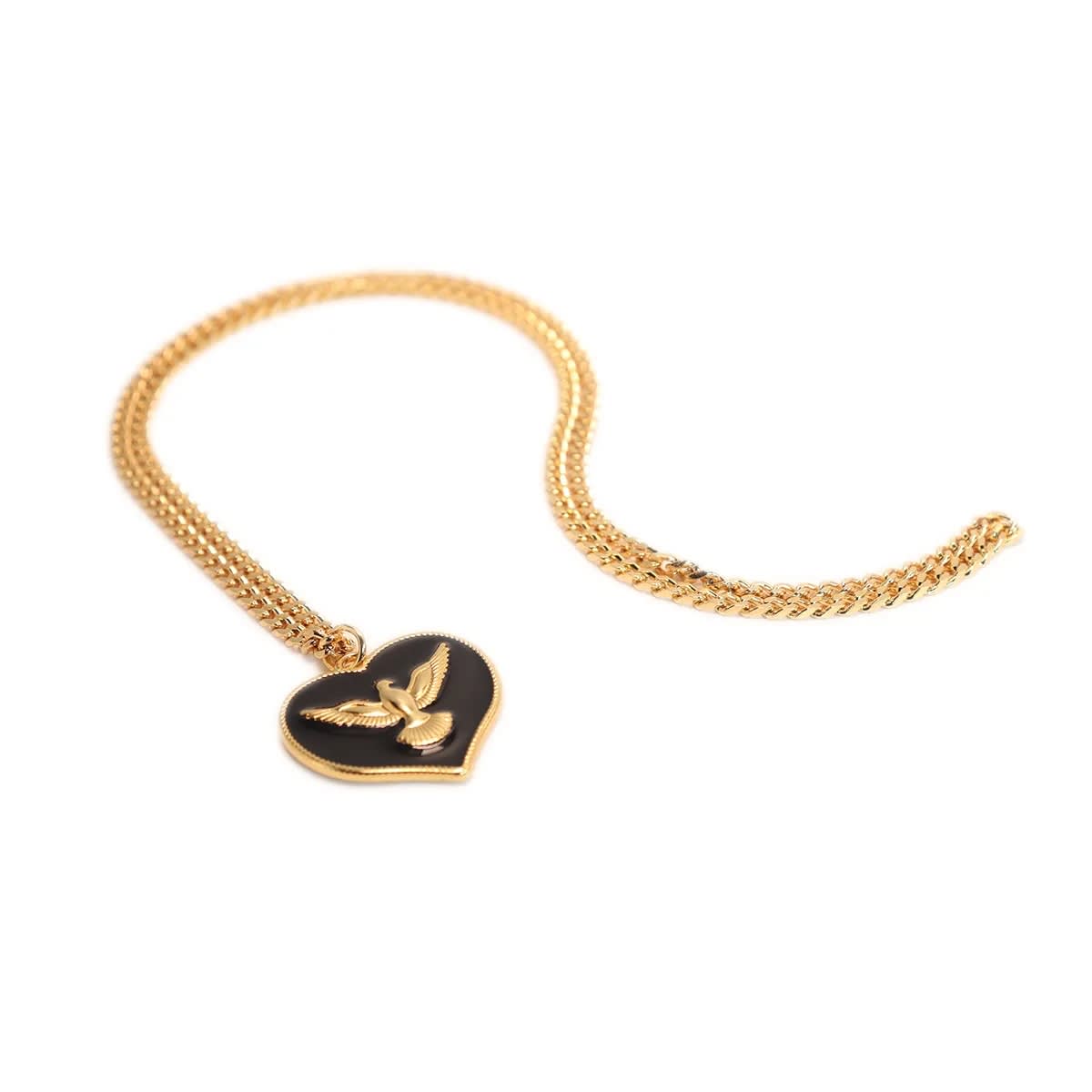 Corrente Pingente Brk Espirito Santo Coração Dourado