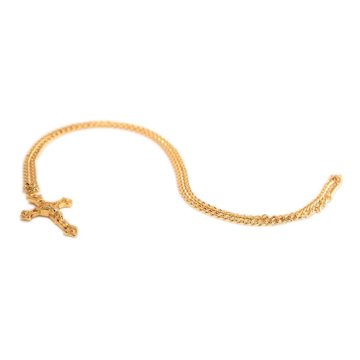 Corrente Pingente Brk Cruz Dourada Trevolada