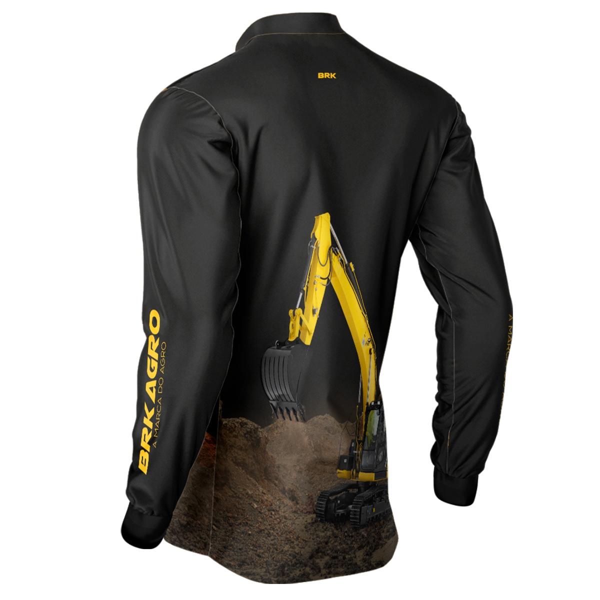 Camisa Agro Brk Amarela e Preta Escavadeira com UV50+