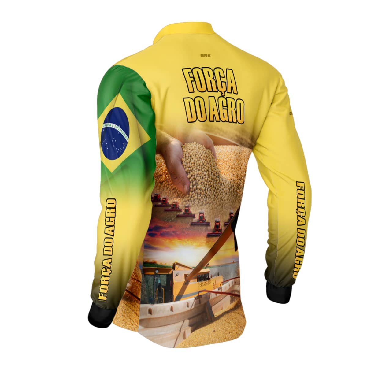 Camisa Agro Brk Produtor de Soja Amarela com Proteção Solar UV50+