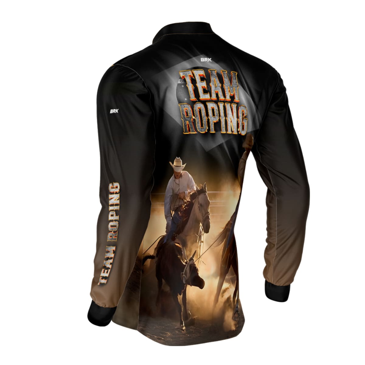Camisa Agro Brk Team Roping Preto com Proteção Solar UV50+