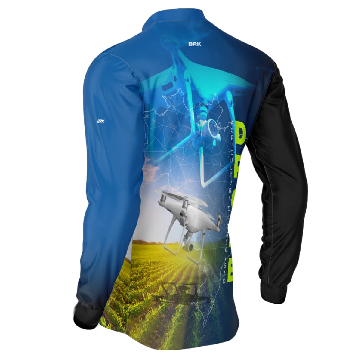 Camisa Agro Brk Azul Drone Agricultura de Precisão com Proteção Solar UV50+