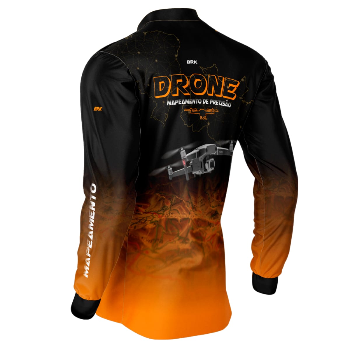 Camisa Agro Brk Drone Mapeamento DJI Laranja com Proteção Solar UV50+