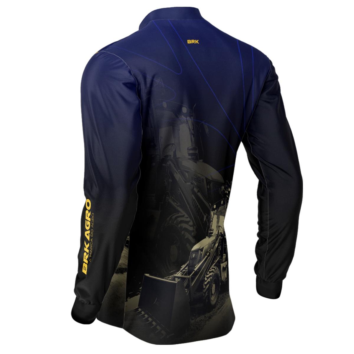 Camisa Agro Brk Azul e Preta Retroescavadeira com UV50+