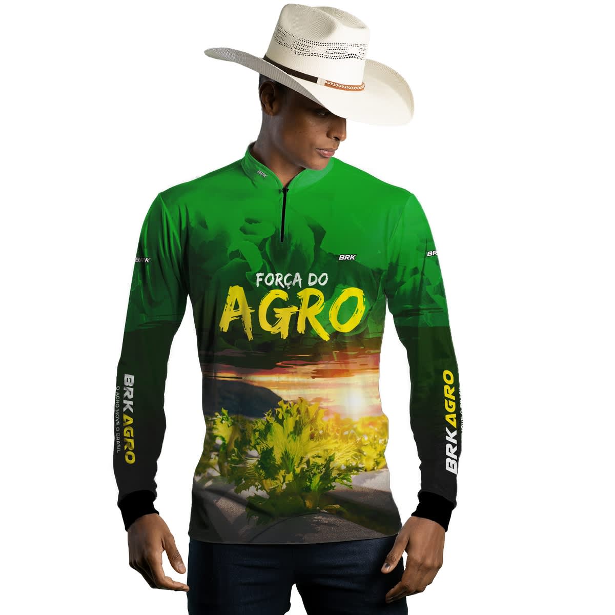Camisa Agro Brk Força do Agro Hidroponia Alface com Proteção Solar UV50+