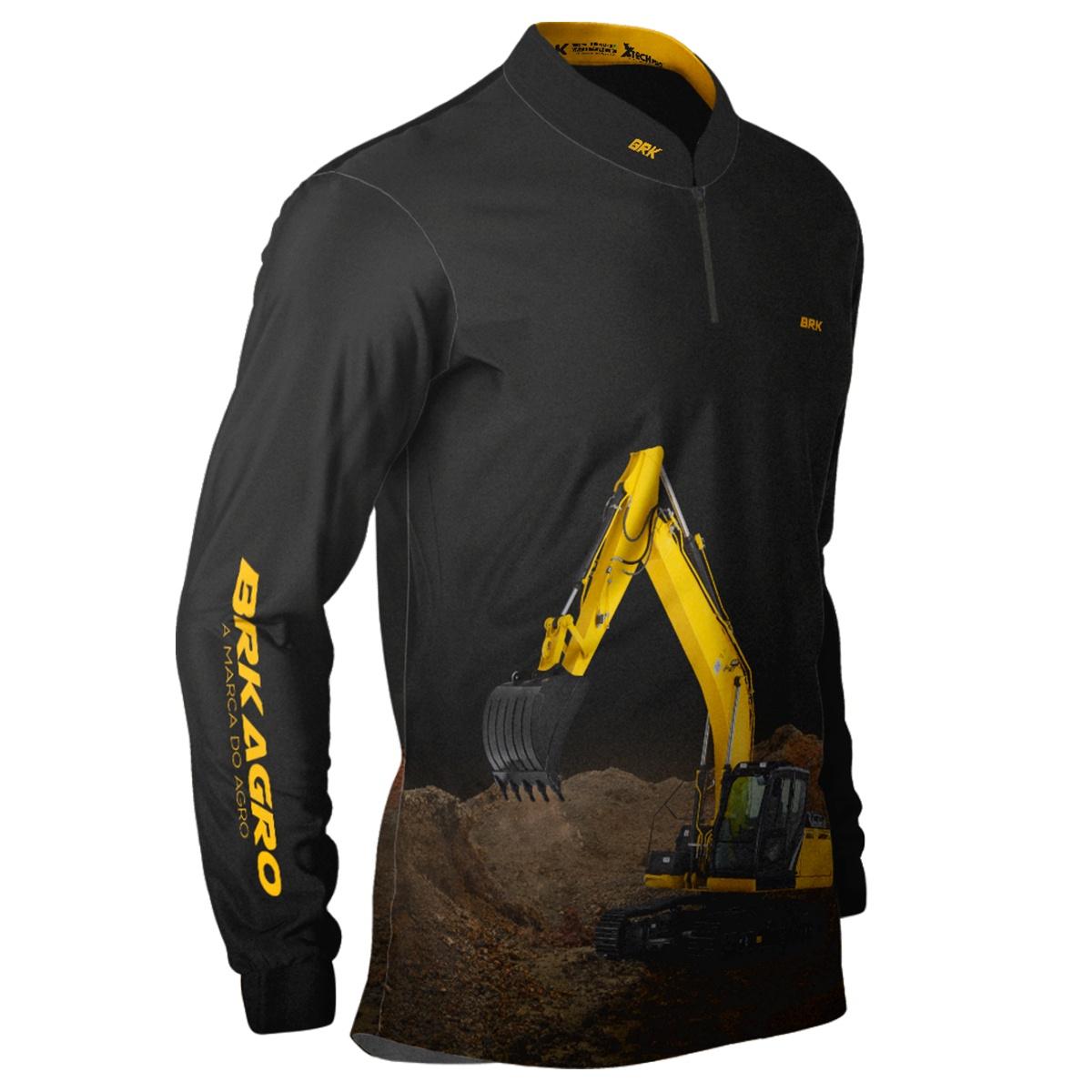 Camisa Agro Brk Amarela e Preta Escavadeira com UV50+