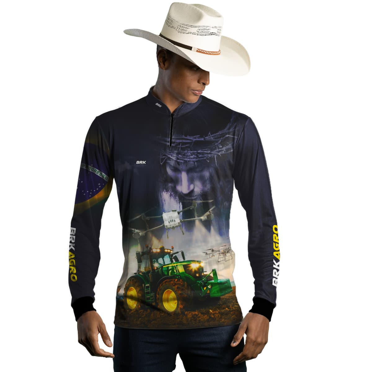Camisa Agro Brk Jesus Drone Pulverizador com Proteção Solar UV50+