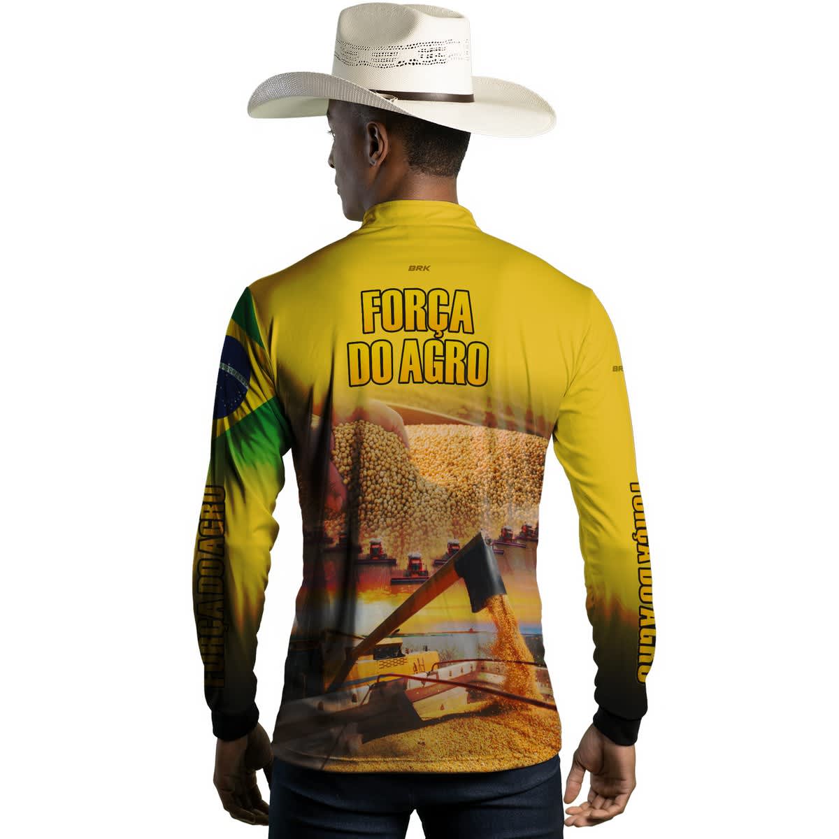 Camisa Agro Brk Produtor de Soja Amarela com Proteção Solar UV50+
