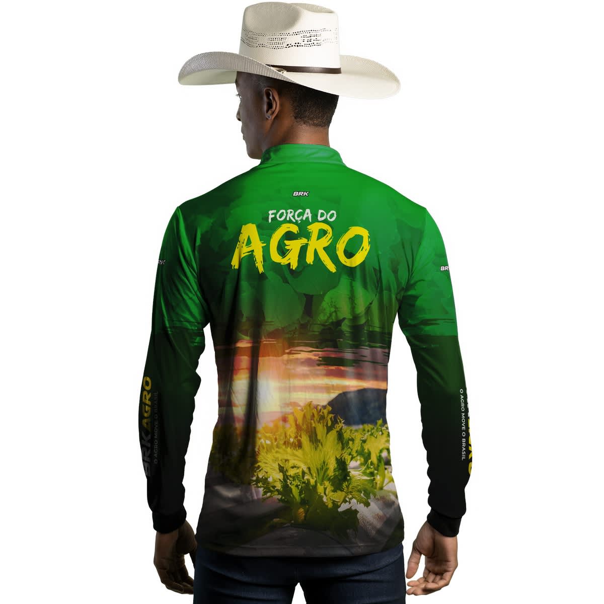 Camisa Agro Brk Força do Agro Hidroponia Alface com Proteção Solar UV50+