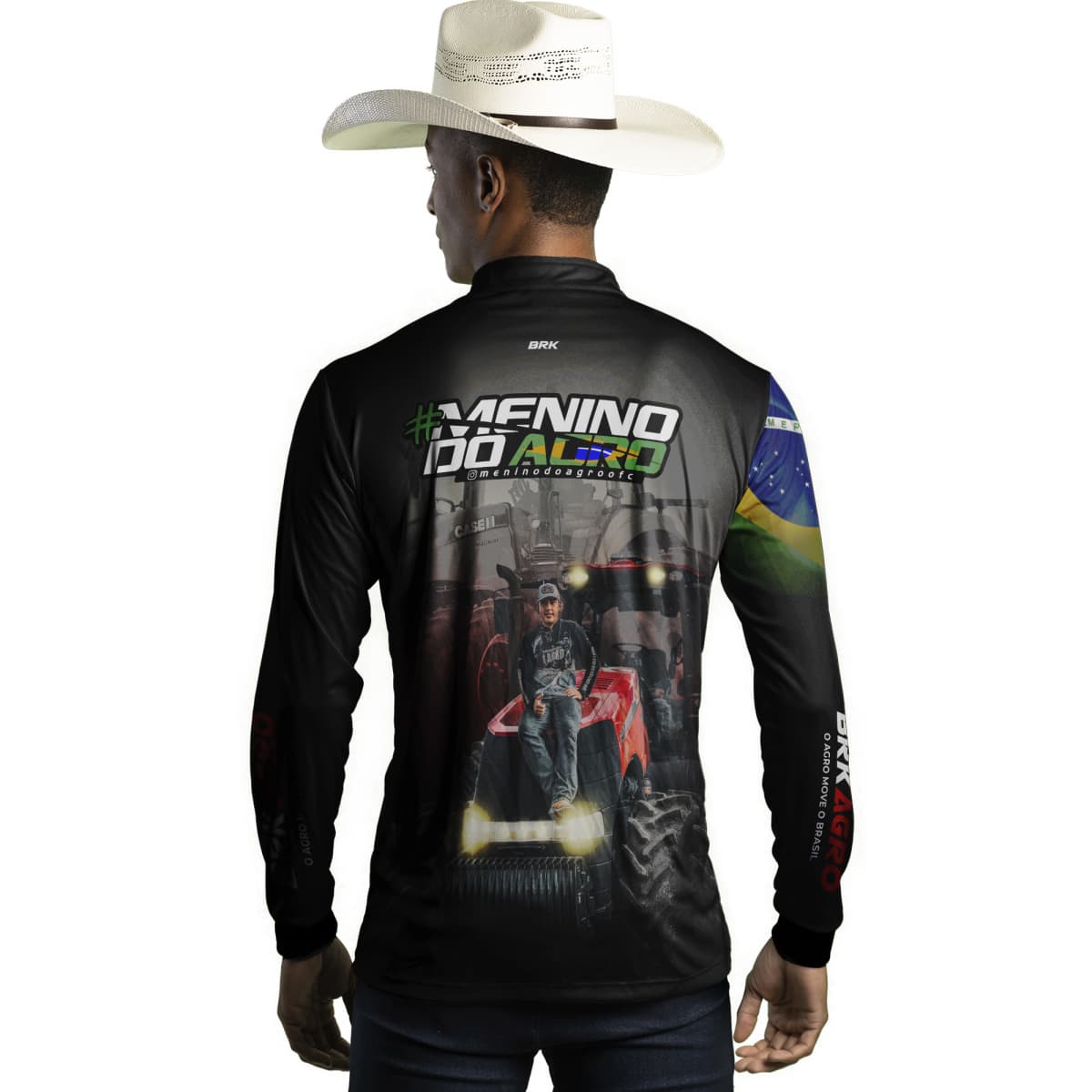 Camisa Agro Brk Menino do Agro Trator Vermelho com Proteção Solar UV50+