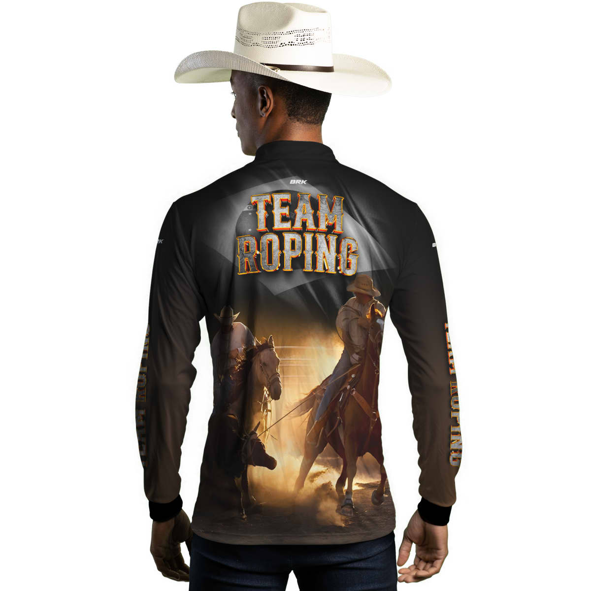 Camisa Agro Brk Team Roping Preto com Proteção Solar UV50+