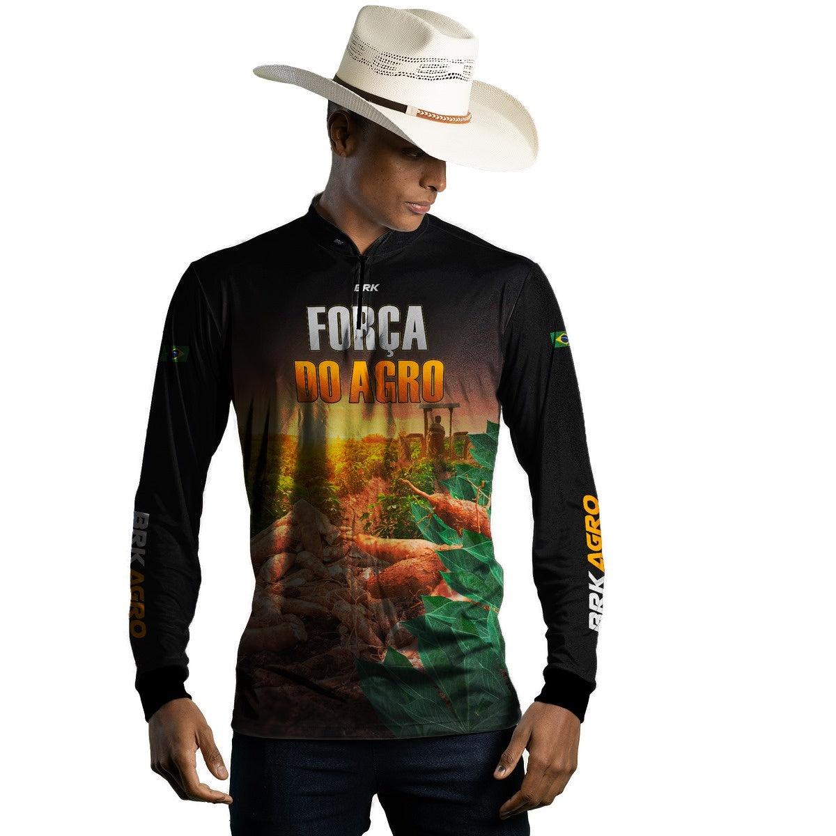 Camisa Agro Brk A Força do Agro Produtor de Mandioca com Proteção Solar UV50+