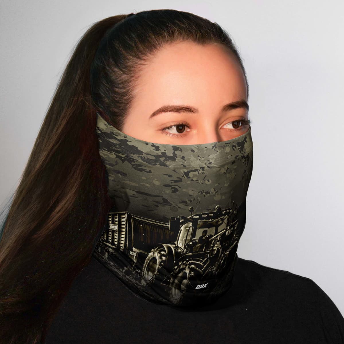 Bandana Tubeneck Agro Brk Verde Camuflado Trator Transporte com Proteção Solar UV50+