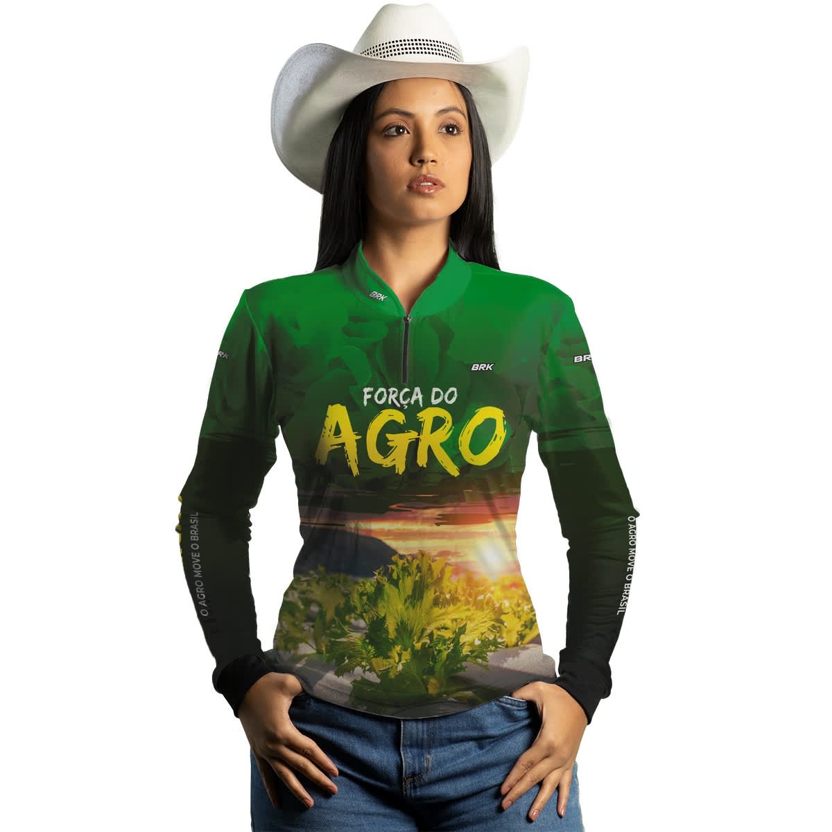 Camisa Agro Brk Força do Agro Hidroponia Alface com Proteção Solar UV50+