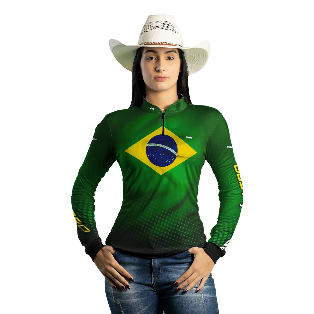Camisa Agro Feminina Brk Brasil É Agro com Proteção Solar UV50+